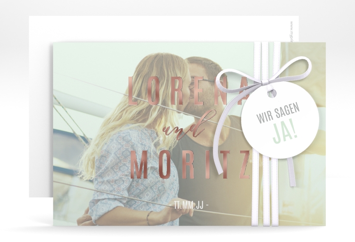 Save the Date-Karte Memory A6 Karte quer mint rosegold