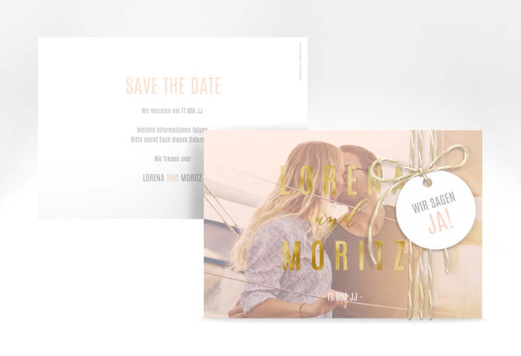 Save the Date-Karte Memory A6 Karte quer rosa gold