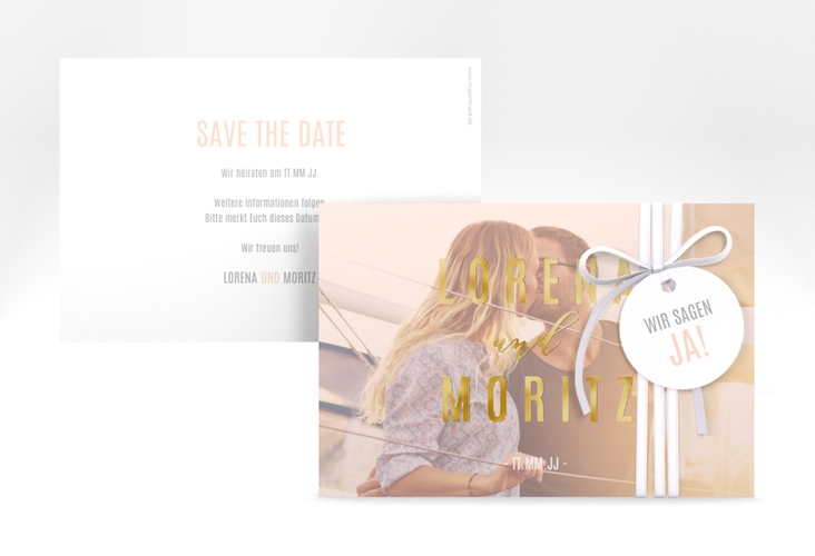 Save the Date-Karte Memory A6 Karte quer rosa gold