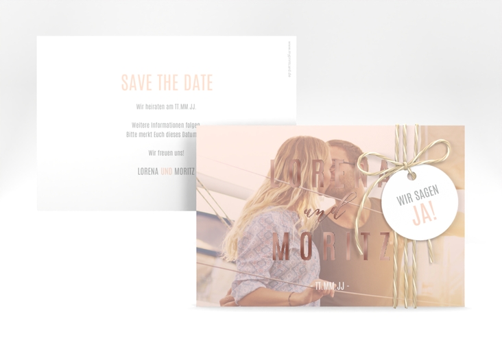 Save the Date-Karte Memory A6 Karte quer rosa rosegold