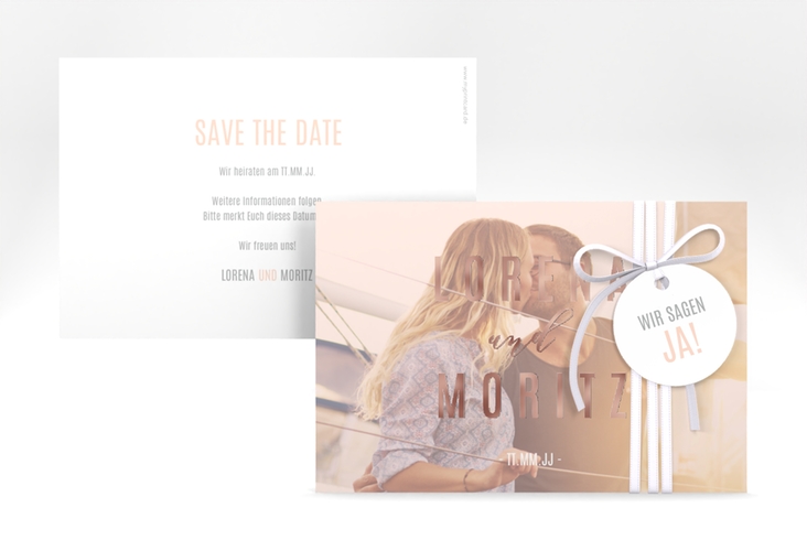 Save the Date-Karte Memory A6 Karte quer rosa rosegold