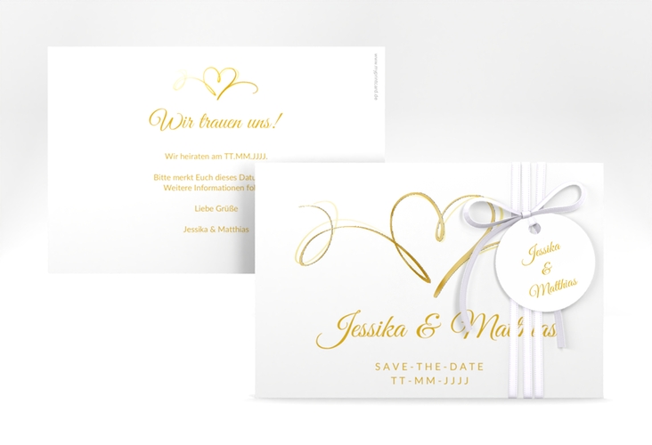 Save the Date-Karte Envie A6 Karte quer gold gold