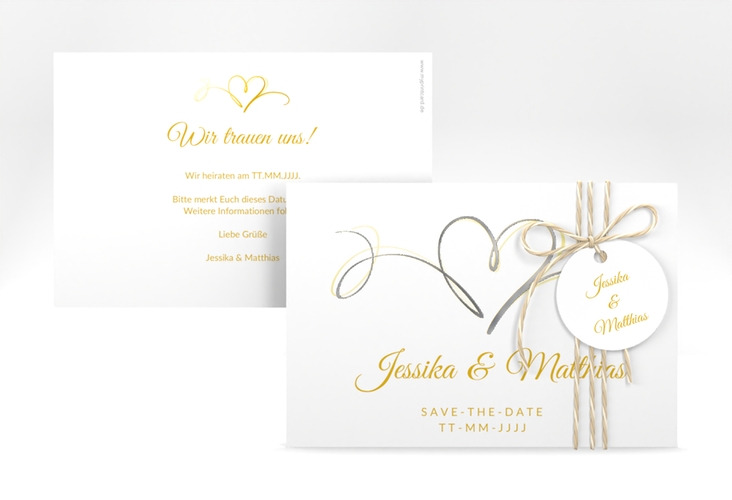 Save the Date-Karte Envie A6 Karte quer gold silber