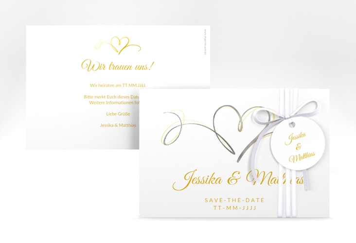 Save the Date-Karte Envie A6 Karte quer gold silber