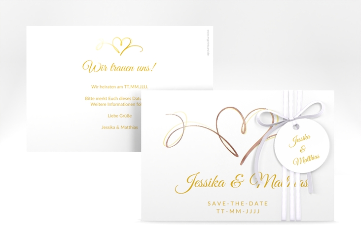 Save the Date-Karte Envie A6 Karte quer gold rosegold