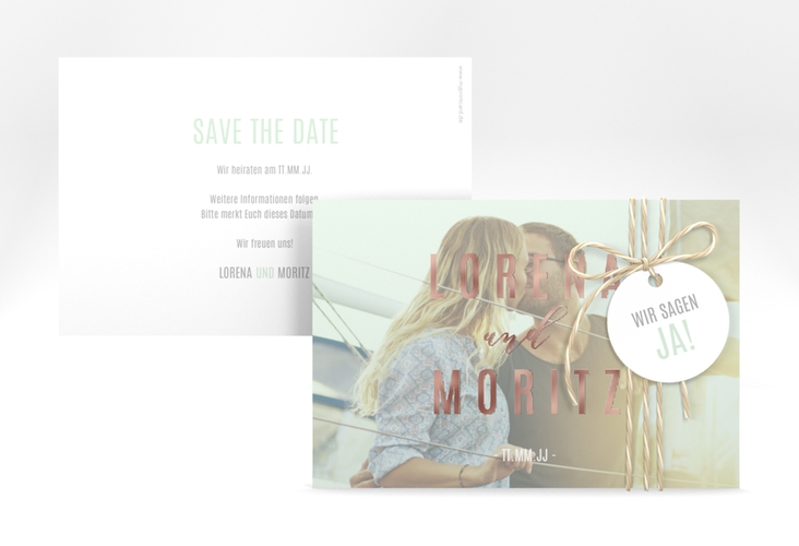 Save the Date-Karte Memory A6 Karte quer mint rosegold