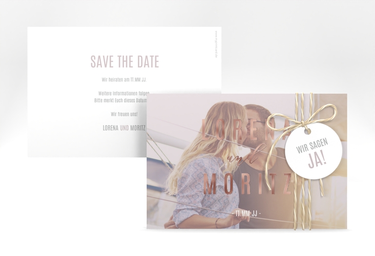 Save the Date-Karte Memory A6 Karte quer grau rosegold
