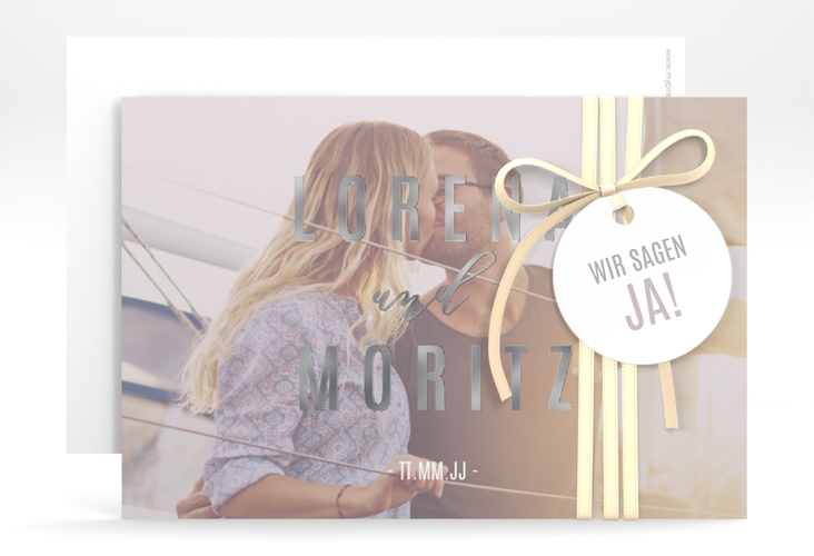 Save the Date-Karte Memory A6 Karte quer grau silber
