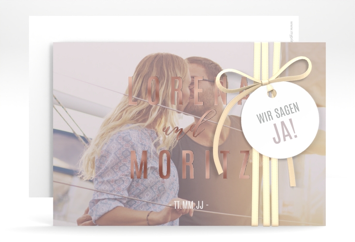 Save the Date-Karte Memory A6 Karte quer grau rosegold