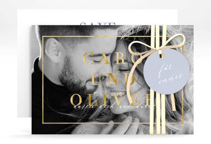 Save the Date-Karte Moment A6 Karte quer blau gold