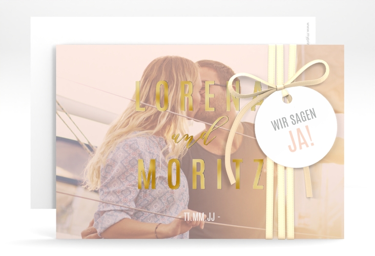 Save the Date-Karte Memory A6 Karte quer rosa gold