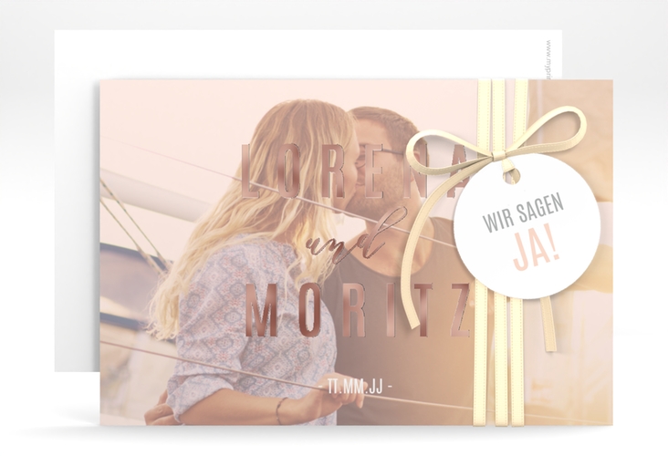 Save the Date-Karte Memory A6 Karte quer rosa rosegold