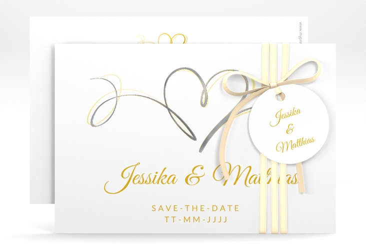 Save the Date-Karte Envie A6 Karte quer gold silber