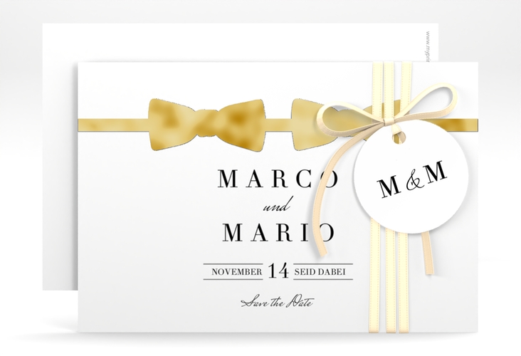 Save the Date-Karte Suits A6 Karte quer blau gold