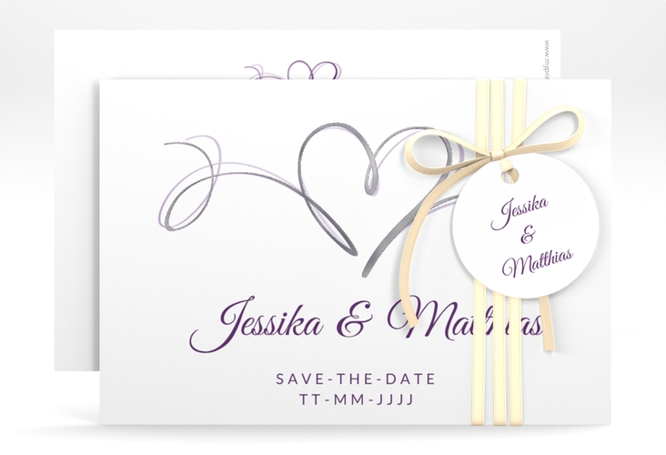 Save the Date-Karte Envie A6 Karte quer lila silber