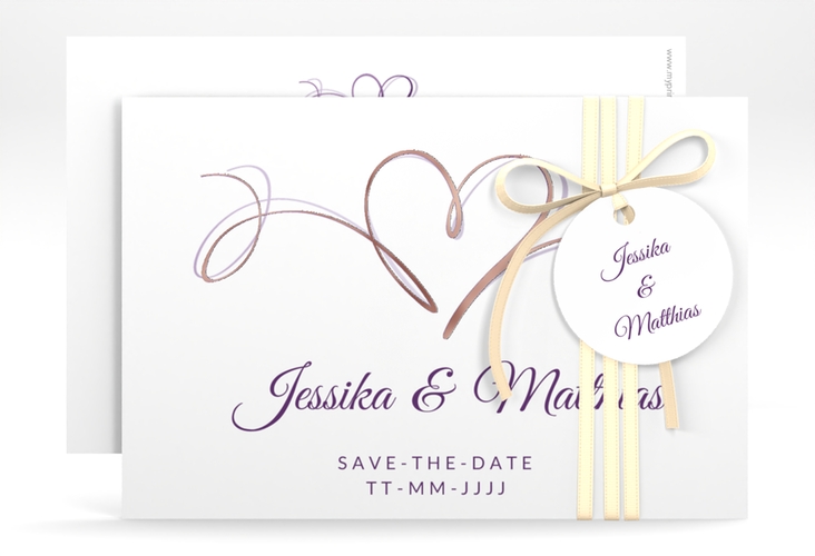 Save the Date-Karte Envie A6 Karte quer lila rosegold