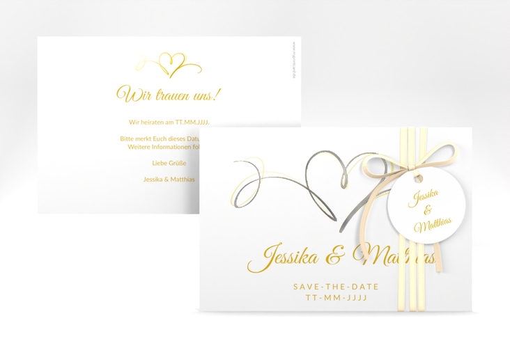 Save the Date-Karte Envie A6 Karte quer gold silber