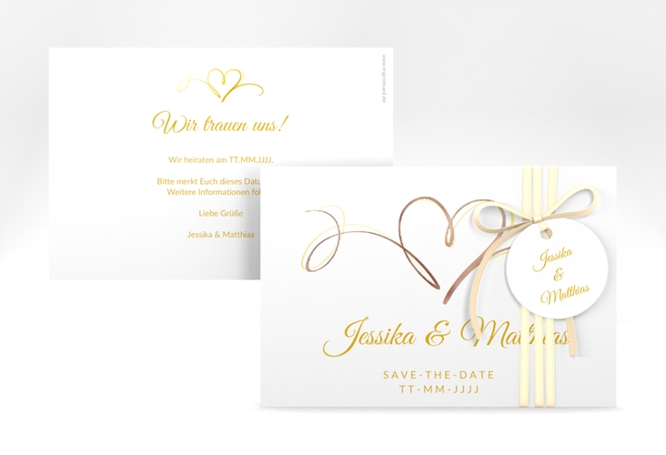 Save the Date-Karte Envie A6 Karte quer gold rosegold
