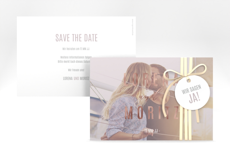 Save the Date-Karte Memory A6 Karte quer grau rosegold