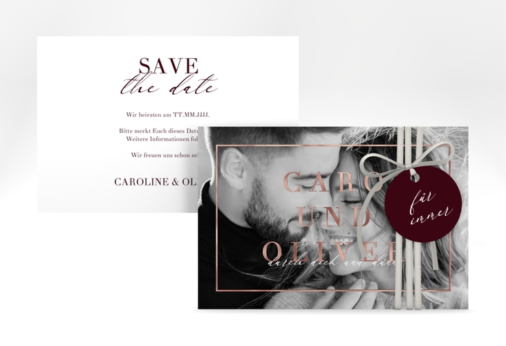 Save the Date-Karte Moment A6 Karte quer rot rosegold