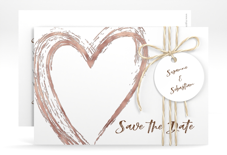 Save the Date-Karte Liebe A6 Karte quer braun rosegold
