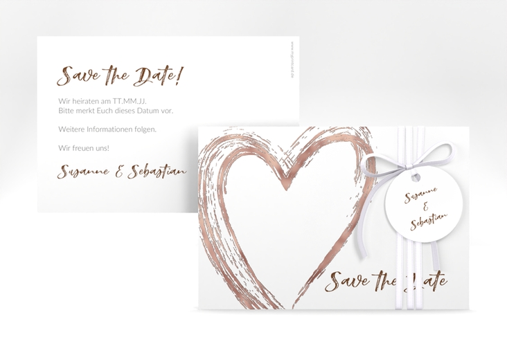 Save the Date-Karte Liebe A6 Karte quer braun rosegold