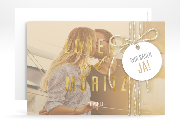 Save the Date-Karte Memory A6 Karte quer beige gold