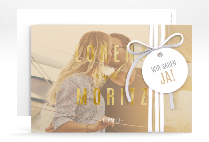 Save the Date-Karte Memory A6 Karte quer beige gold