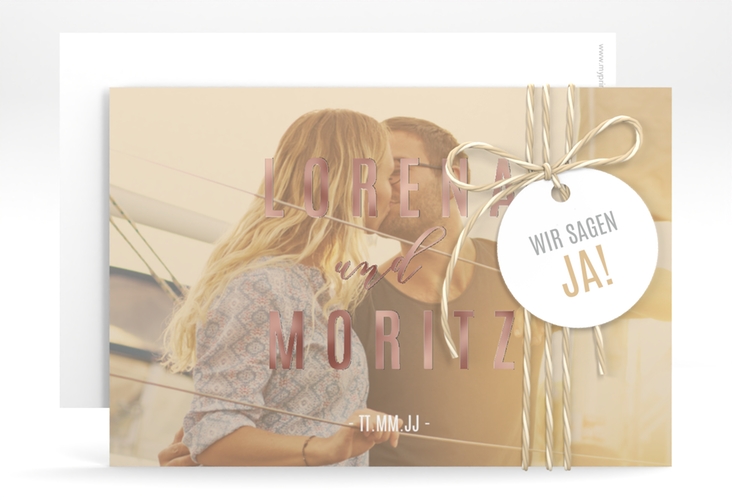 Save the Date-Karte Memory A6 Karte quer beige rosegold