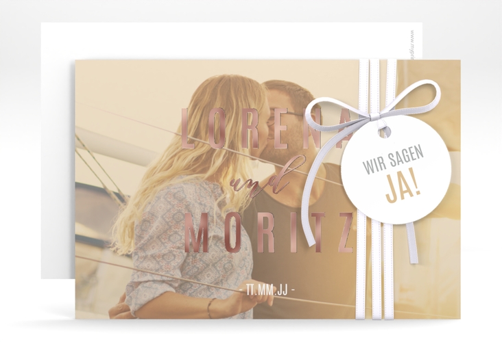 Save the Date-Karte Memory A6 Karte quer beige rosegold