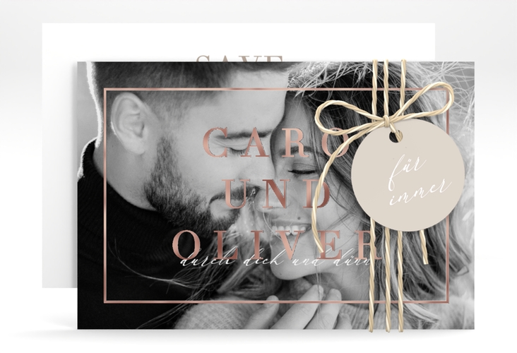 Save the Date-Karte Moment A6 Karte quer beige rosegold