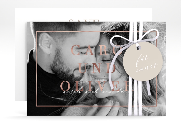 Save the Date-Karte Moment A6 Karte quer beige rosegold