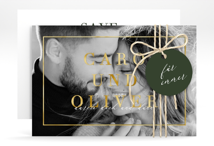 Save the Date-Karte Moment A6 Karte quer gruen gold