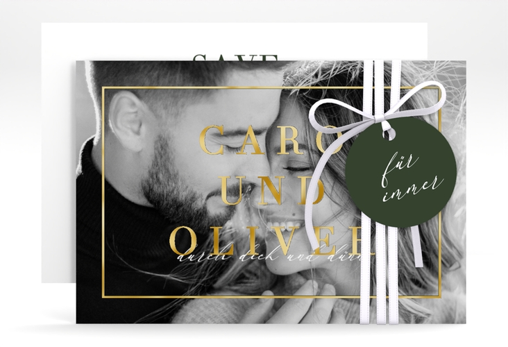 Save the Date-Karte Moment A6 Karte quer gruen gold