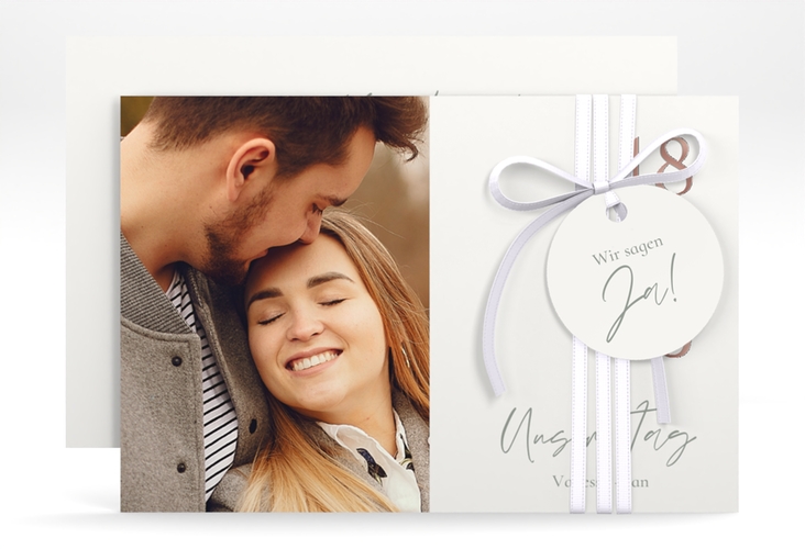 Save the Date-Karte Day A6 Karte quer weiss rosegold mit Datum im minimalistischen Design