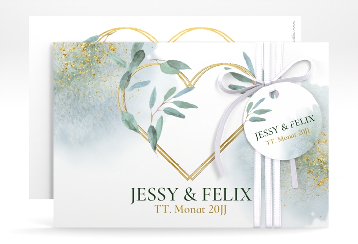 Save the Date-Karte Amore A6 Karte quer weiss gold