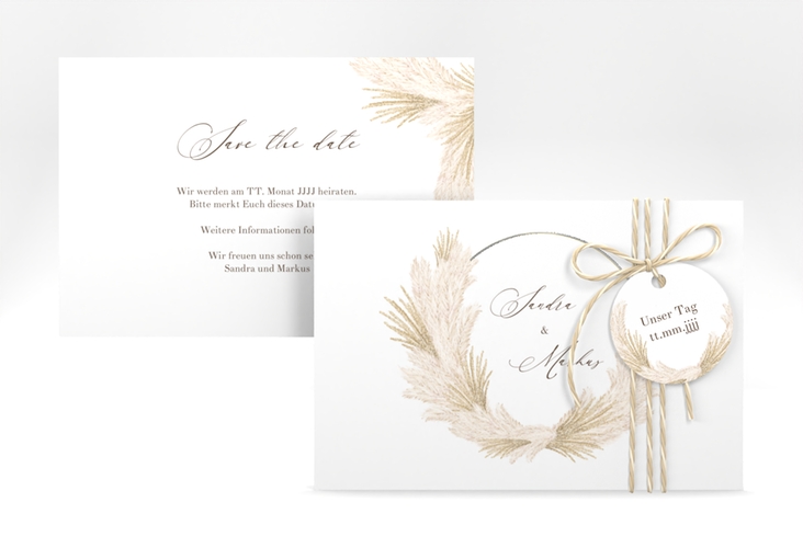 Save the Date-Karte Pumila A6 Karte quer weiss silber