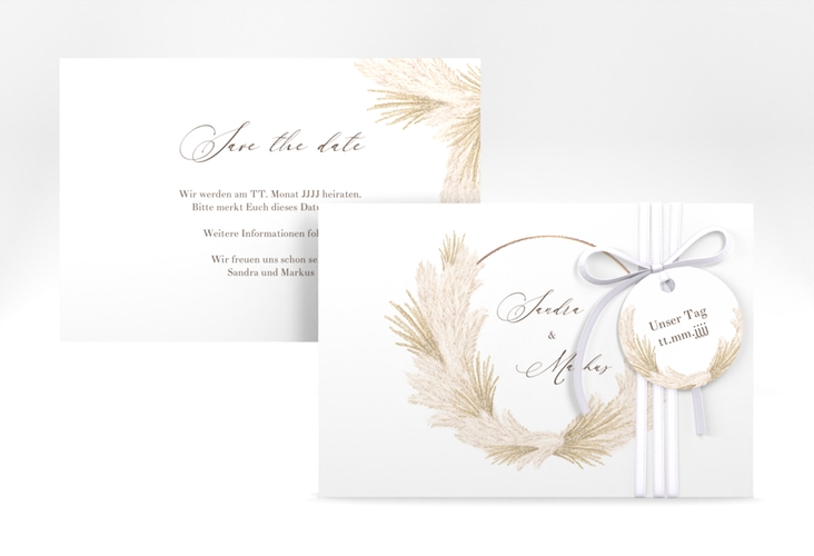 Save the Date-Karte Pumila A6 Karte quer weiss rosegold