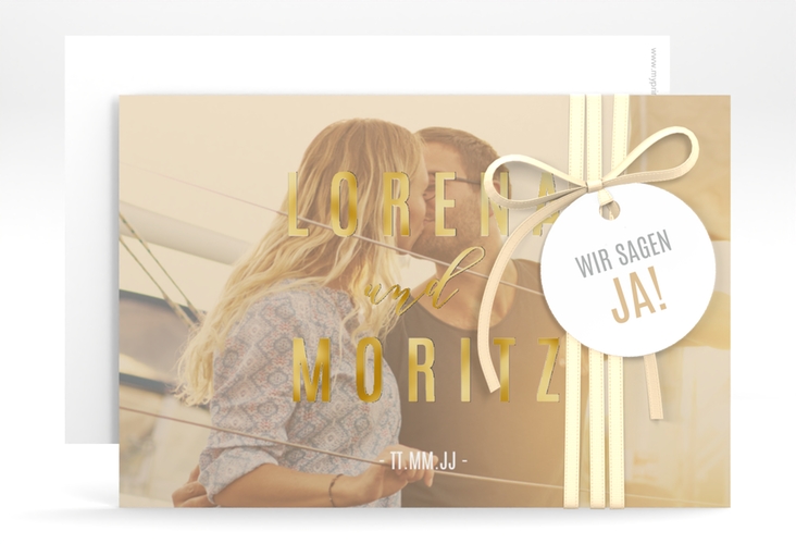 Save the Date-Karte Memory A6 Karte quer beige gold
