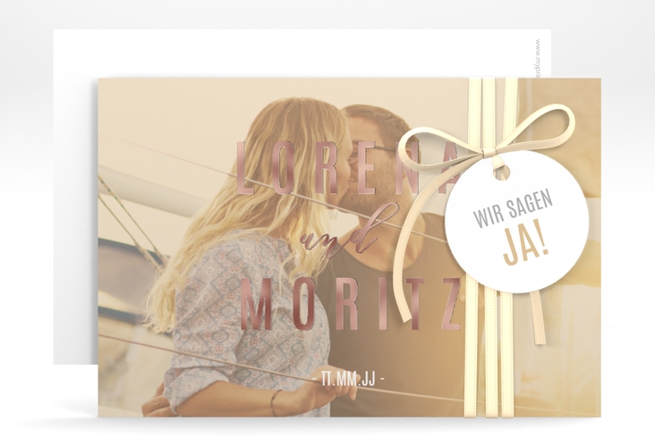Save the Date-Karte Memory A6 Karte quer beige rosegold