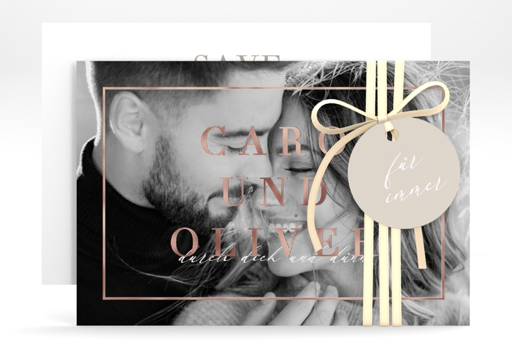 Save the Date-Karte Moment A6 Karte quer beige rosegold