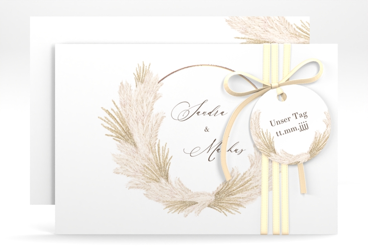 Save the Date-Karte Pumila A6 Karte quer weiss rosegold