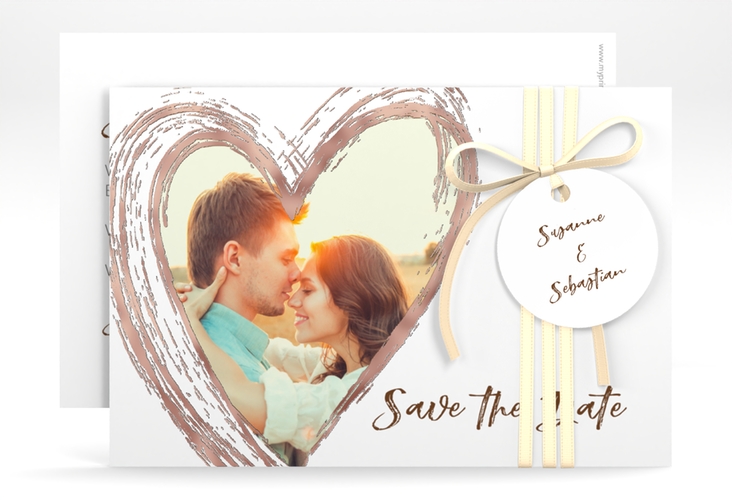Save the Date-Karte Liebe A6 Karte quer braun rosegold
