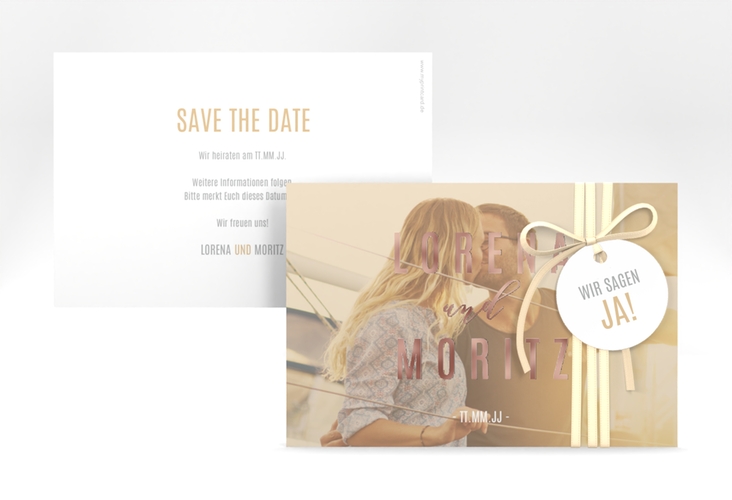 Save the Date-Karte Memory A6 Karte quer beige rosegold