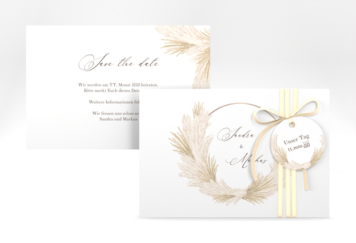 Save the Date-Karte Pumila A6 Karte quer weiss rosegold