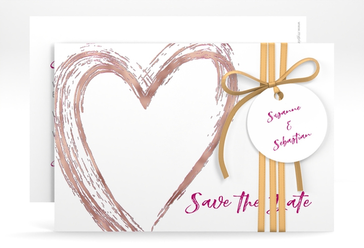 Save the Date-Karte Liebe A6 Karte quer pink rosegold