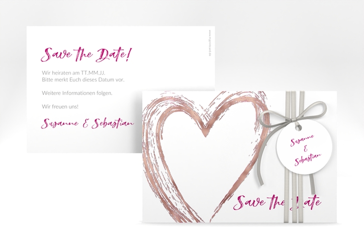 Save the Date-Karte Liebe A6 Karte quer pink rosegold