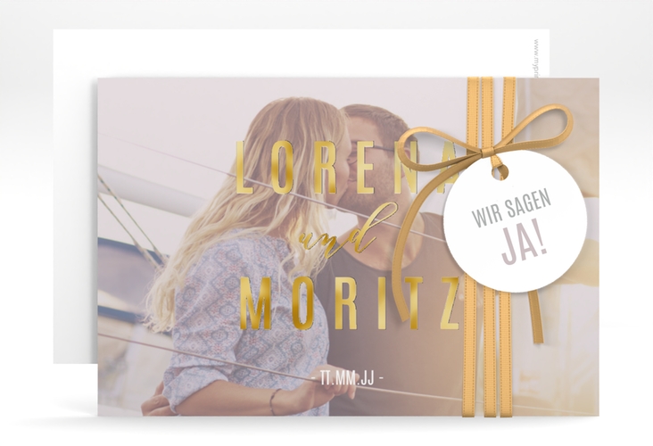 Save the Date-Karte Memory A6 Karte quer grau gold