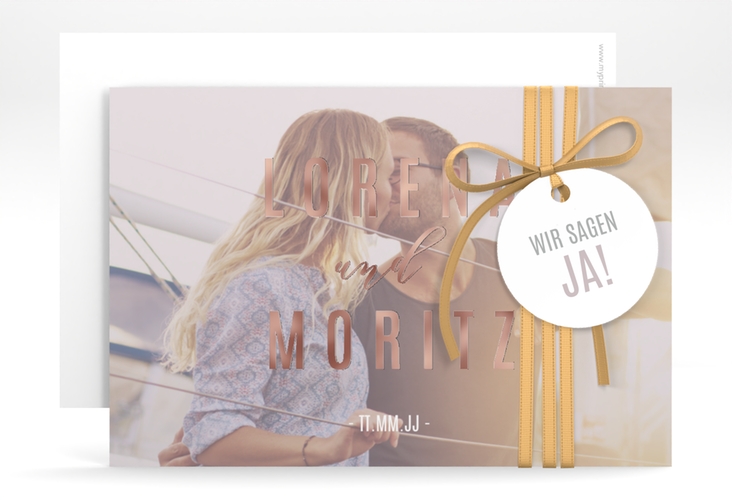 Save the Date-Karte Memory A6 Karte quer grau rosegold