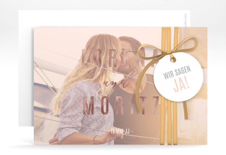 Save the Date-Karte Memory A6 Karte quer rosa rosegold